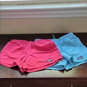 2 pairs of Patagonia Kids' Red and Blue Shorts